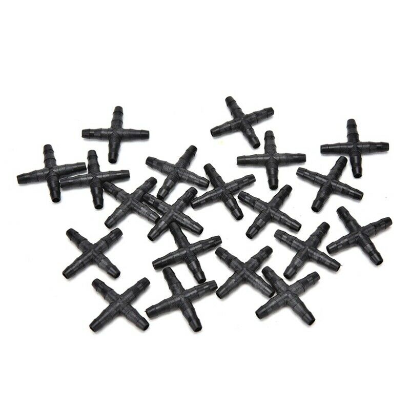 20 Pcs Black Sprinkler Irrigation Tee Pipe Barb Hose Fitting Joiner Drip Sy