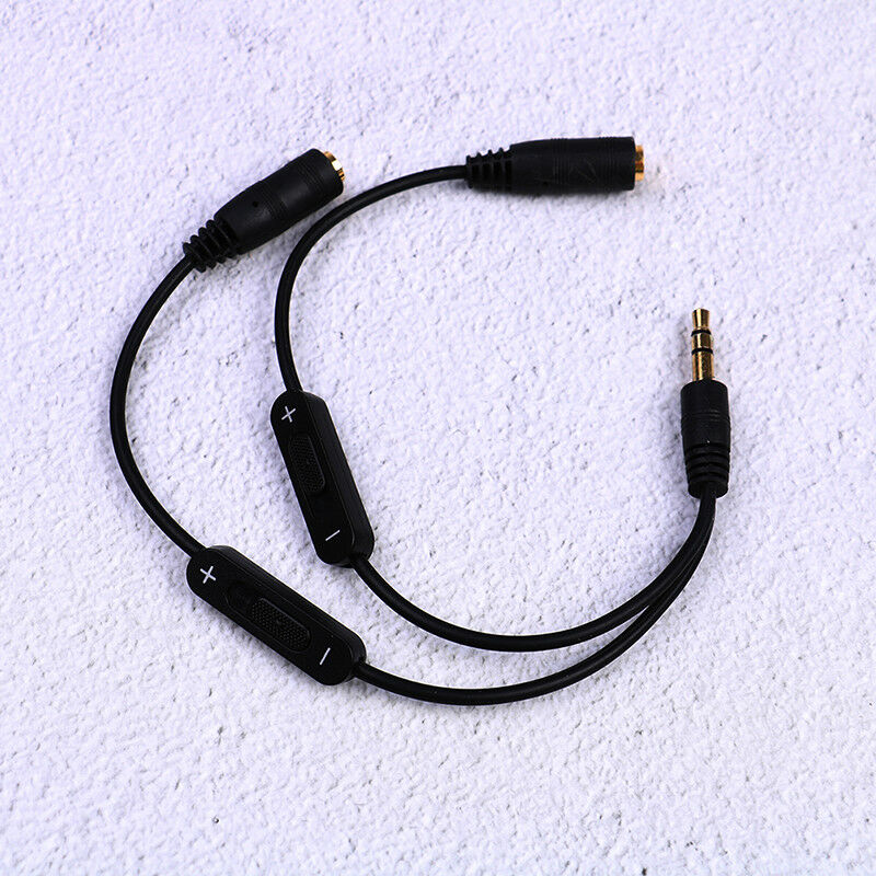 3.5mm stereo headphone audio male to 2 female y splitter cable w/ volume contrJR