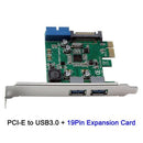 2X(Pci-E To Usb 3.0 High Speed Expansion Card 19-Pin Pci Express Adapter Co