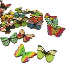 50pcs Wooden Butterfly Sewing Buttons Knitting Clothes Decor (28x20x2.5mm) A