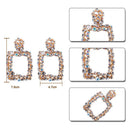 Statement Earrings For Women Large Square Crystal Big Earrings Rhinestone D