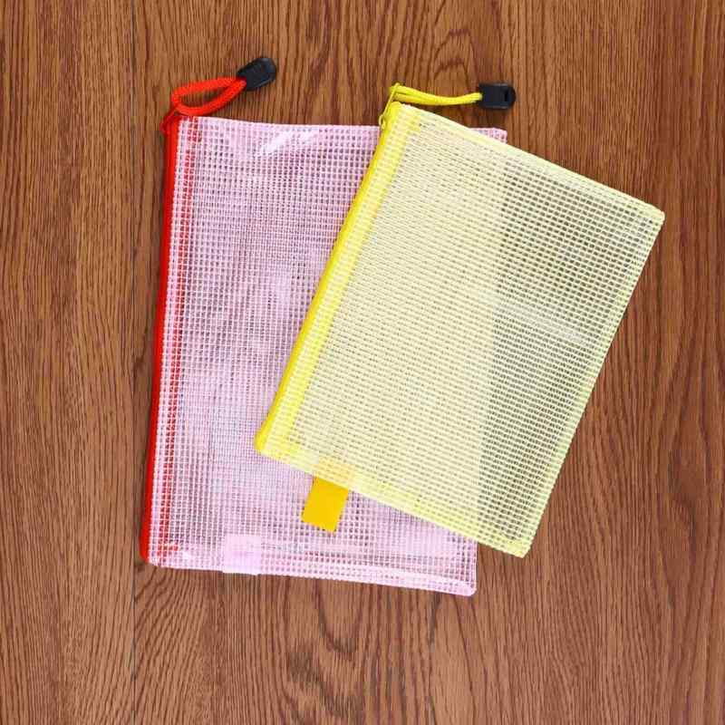 5Pcs Zipper File Pouch Grid Document Bag Multipurpose Storage Pouch Bags