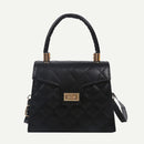 Lattice Pattern PU Women Shoulder Bags Elegant Crossbody Handbags (Black)