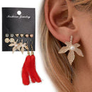 6Pairs Women Korean Style Earrings Set Tassel Crystal Stud New Hook Dangle