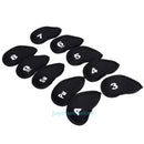 10Pcs Durable Neoprene Golf Head Cover Club Iron Putter Head Protector Set Black