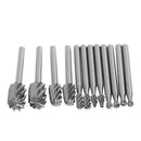 12PCS 1/8 Inch Shank HSS Router Bit Rotary Burr File Milling Drill Cutter Set