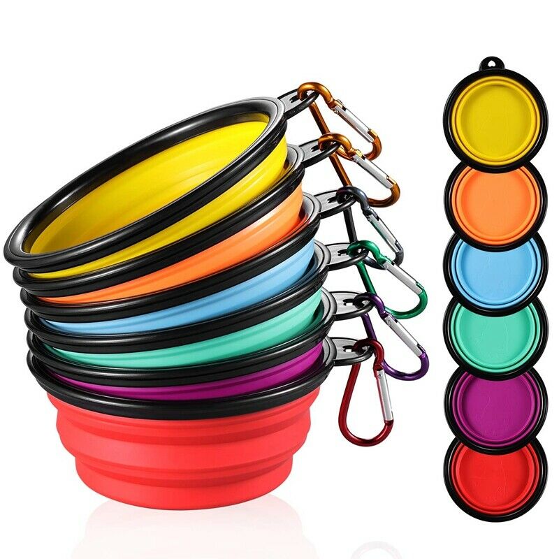 Collapsible Dog Bowl [6-Pack] Travel Portable Dog Bowl(12Oz)Silicone Foldab