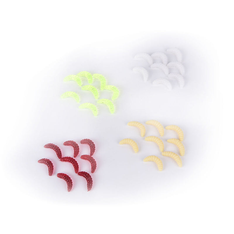 100PCS 2.2cm Maggot Grub Soft Lure Baits Worms Glow Shrimps Fishing Luresã€ tdTâ„–[