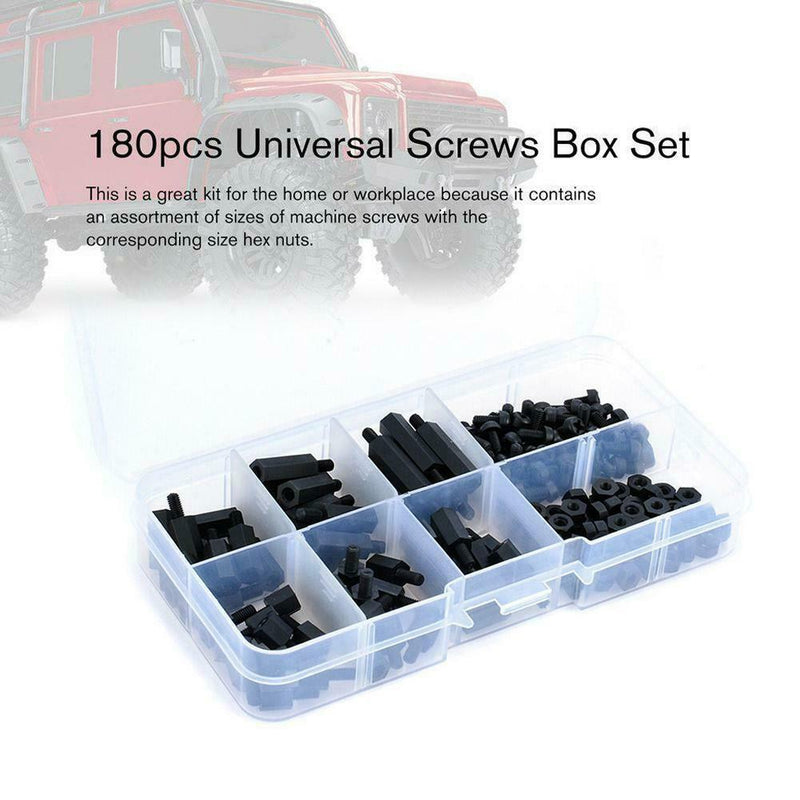 180PCS Plastic M3 Nylon Hex Spacers Screw Nut Stand-off Assortment Kit