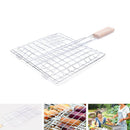 Barbecue Grilling Basket Grill BBQ Net Wooden Handle Steak Meat Fish VegetablME