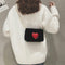 Winter Heart Small Bags Women Girls Chain Shoulder Messenger Bags (Black)
