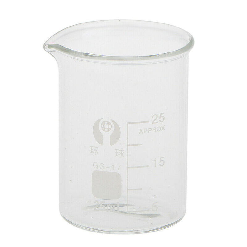 25mL Glass Graduated Low Form Beaker, 5mL Graduation Interval