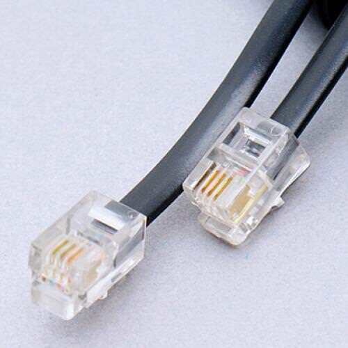 2Meters Black RJ11 4C Plug Modular Telephone Extension Phone Cord Cable Line