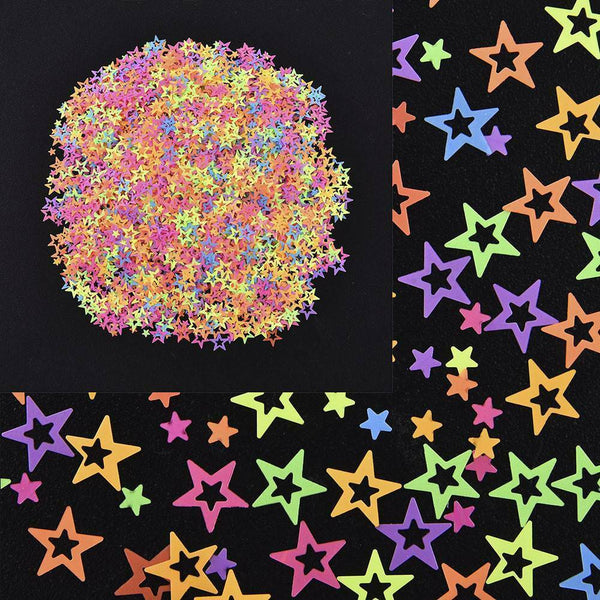 Nail Decoration Hollow Out Glitter Flakes Neon Star Nail Sequin Color Mixing Hot
