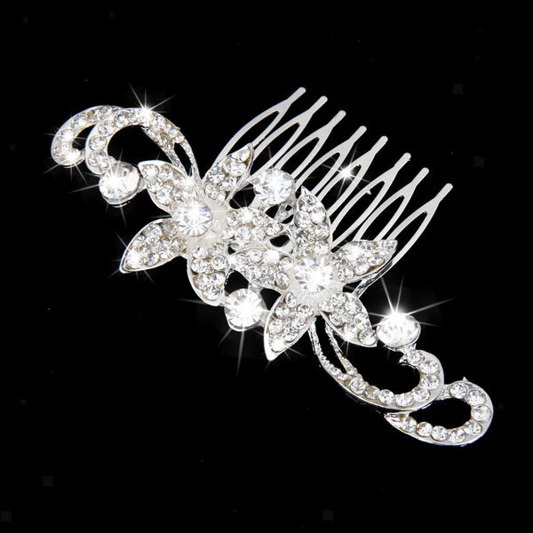 Bridal Wedding Bride Crystal Hair Clip Comb Slide Headdress Tiara Jewelry