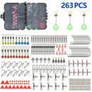 263PCS Fish Tackle Box Fishing Accessories Case Fish Hook Lure Parts Kit Set Gw