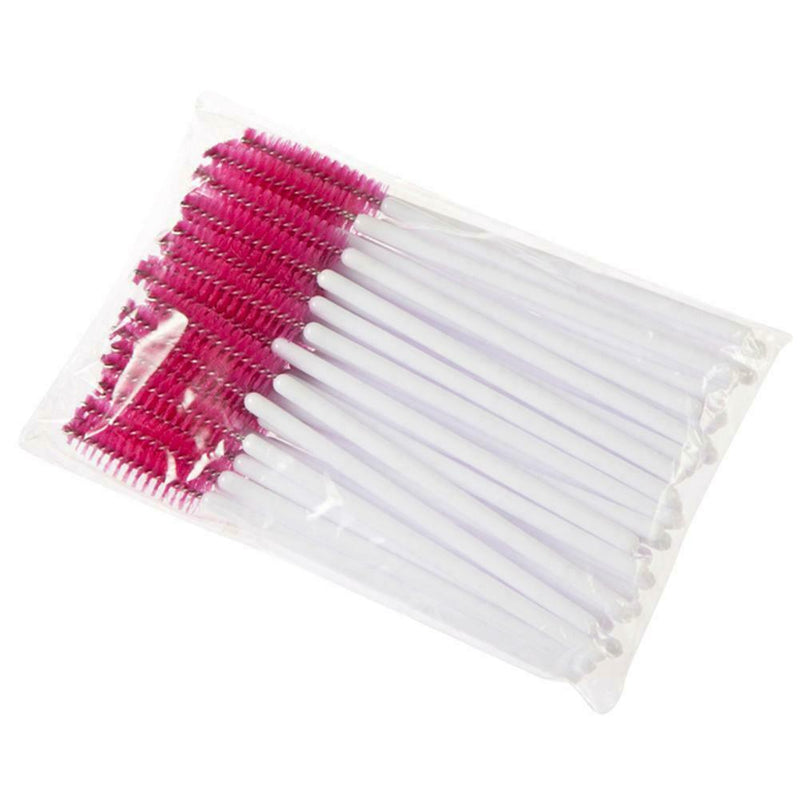 100Pcs Disposable Eyelash Brush Mascara Wands Applicator Spoolers (Rose Red