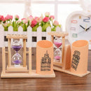Wooden Sandglass Desktop Organizer Office Decor Pen Pencil Storage.! Holder S3F4