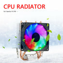 9cm CPU Cooling Fan 2 Heat Pipes Desktop LED Cooler Radiator (Color Light)