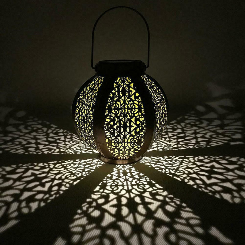 Outdoor Lighting Solar Power LED Hanging Hexagonal Garden Yard Light Lamp A