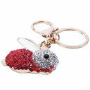 Rabbit Keychain Rhinestone Crystal Keyring Key Ring Chain Bag Charm Pendant G2P4