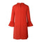Solid Color Loose Straight Dress Pleated Women Chiffon Dresses (Red S) A#S