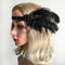 1920s Flapper Feather Headband/Women Rhinestone Beaded Headpiece/Bohemian Style