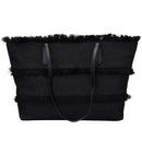 Canvas Tassel Large Capacity Stitching Composite Handbag Canvas Ladies Shou