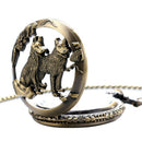 Large bronze carved zodiac animal dog pocket watch Retro style loyal dog po