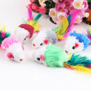2PCS Cute Pet Cat Toys Faux Furry Mouse With Feather Tail Kitten Catching Toys