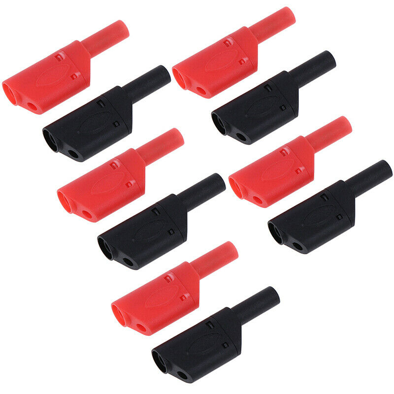 10Pcs Safety 4mm Male Stackable Banana Plug Connector Shrouded Fully Insulat3C