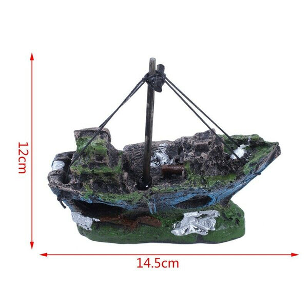 Fishing Boat Fish Tank Ornament Decoration for aquarium, aquarium decoratio D5H8
