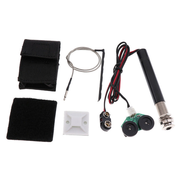 2 Kit EQ Active Endpin Jack Preamp Piezo Pickup For Acoustic Guitars Ukulele