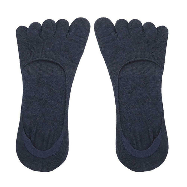 1 Pair Five Finger Toe Socks Elastic Solid Summer Boat Socks (Navy Blue) A#S