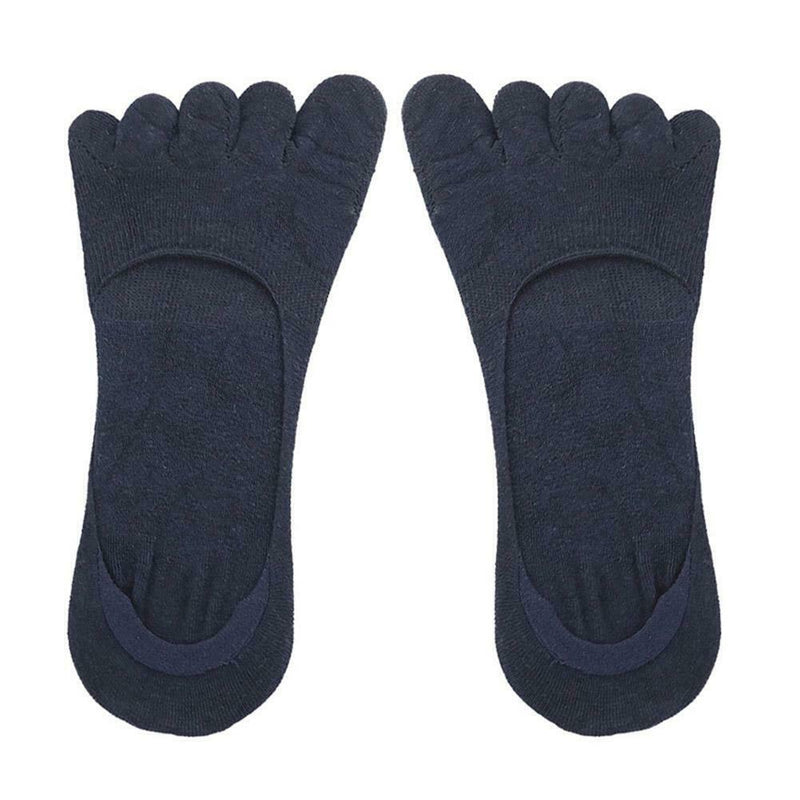 1 Pair Five Finger Toe Socks Elastic Solid Summer Boat Socks (Navy Blue) A