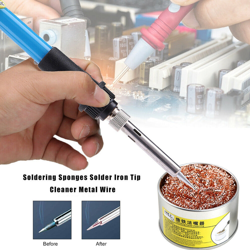 2pcs Metal Wire with Stand Set 599B Soldering Sponges Solder Iron Tip Cleaner