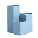 3 Lattices Makeup Brush Storage Box Cosmetics Pen Holder Organizer (Blue) A