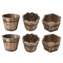 6Pieces Wooden Bucket Pot Flower Planter Barrel Patio Garden Home Decor