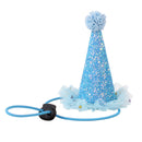 Pet Cat Dog Happy Birthday Headwear Hat Saliva Towel Party Costume (Blue) A