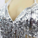 Women Fashion Sexy Latin Belly Dance Sequin Bra Tassel Top With Chest Party F7I1