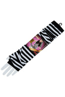 Stylish Winter Warm Black White Striped Long Fingerless Gloves
