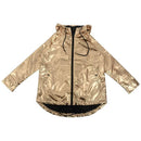 Women Spring Autumn Hoodie Long Sleeve Sweatshirt Golden PVC Raincoat Zippe P6Y6