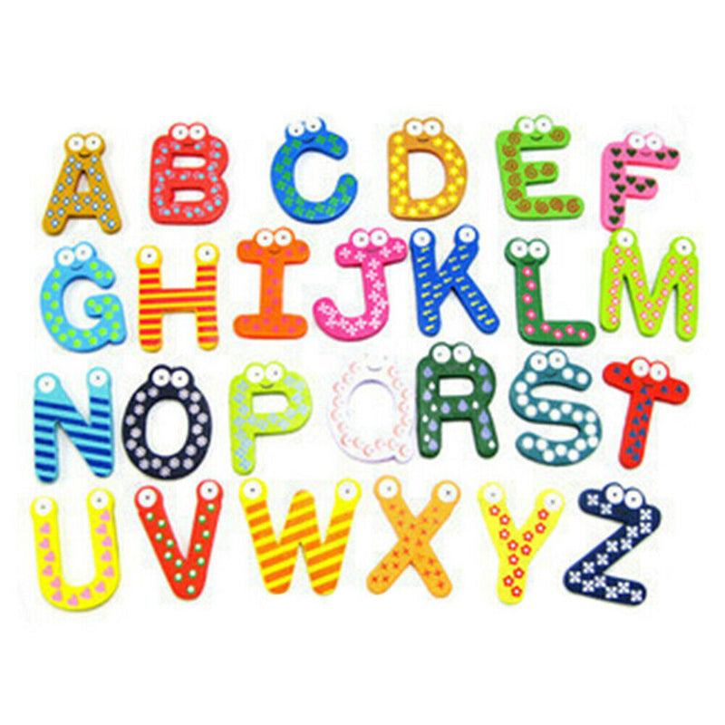 26pcs Wood 26 Alphabet Fridge Stickers Invisible Magnet Home Office Gadgets