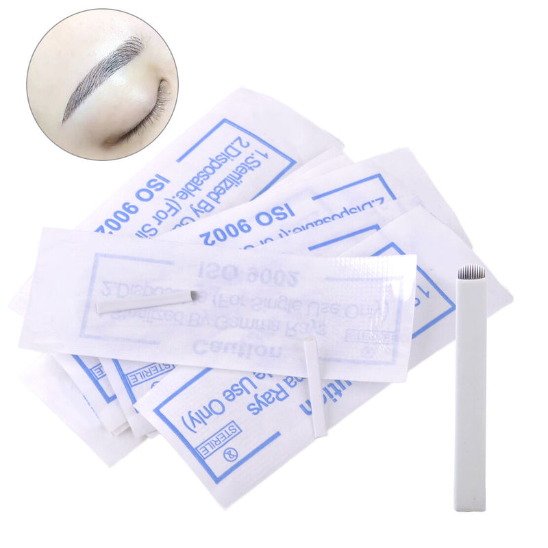 10pcs Microblading Eyebrow Tattoo Blades 12 Needles U-Shape Permanent Makeup