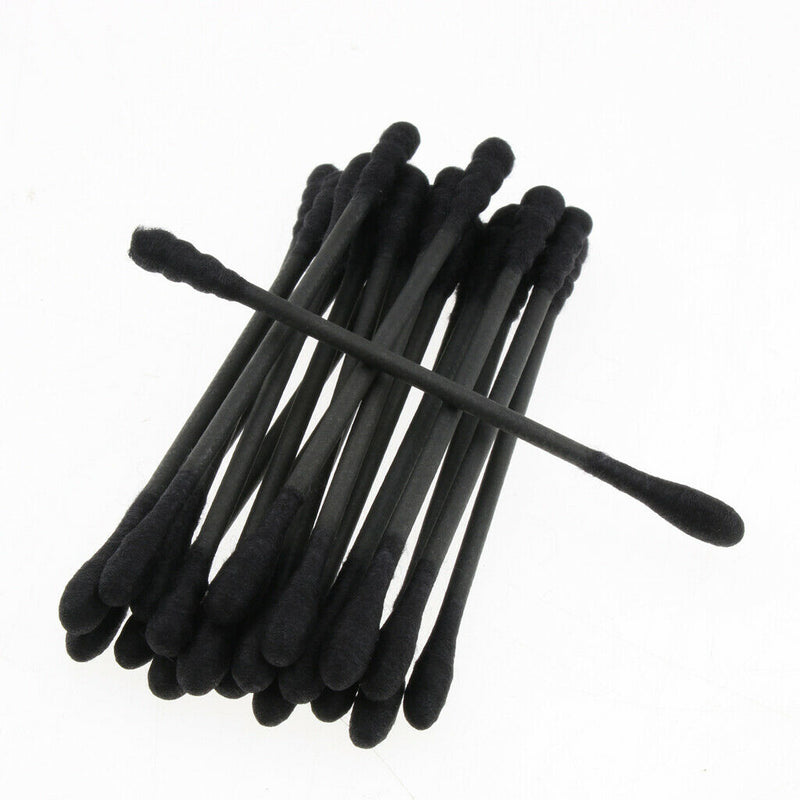 Wooden Charcoal Cotton Swabs - 200 Pack - Double Sided Tips Sticks for Makeup,