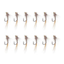 12pcs Brass Bead Head Nymph Trout Fishing Flies Sinking Fly Baits Hook Lures