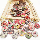 50 x Mixed Random Round Painted Buttons Made of Coconut for DIY Sewing Craft