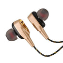 3.5mm HiFi Wired Earphone Dual-Dynamic Quad-core Speaker In-ear earbuds Fle