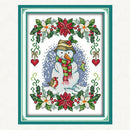 DIY Stamped Cross Stitch Kit New Year Snowman Pattern Xmas Gift 11CT 27x37cm