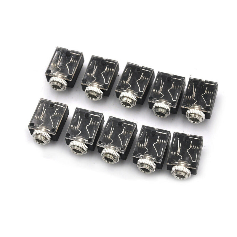 10Pcs 3.5mm Headphones Stereo Audio Socket Jack With nut 5 Pin PCB GVsp